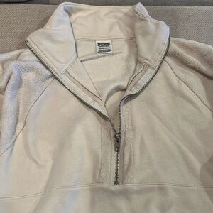 Tunic sweater sweatshirt quarter zip white cream oversized VS sz small